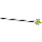 Solid 14K White Gold 1.5mm Genuine Peridot Nose Ring