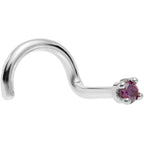 Solid 18K White Gold 1.5mm Genuine Purple Diamond Nose Ring