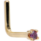 Solid 18K Yellow Gold 1.5mm Genuine Purple Diamond Nose Ring
