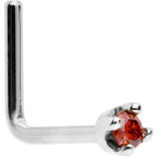 Solid 18K White Gold 1.5mm Genuine Red Diamond Nose Ring