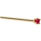 Solid 18K Yellow Gold 1.5mm Diamond Cut Genuine Ruby Nose Ring