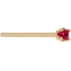 Solid 18K Yellow Gold 1.5mm Diamond Cut Genuine Ruby Nose Ring