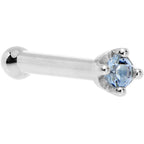 Solid 18K White Gold 1.5mm Genuine Topaz Nose Ring