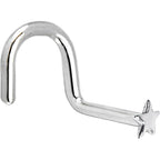 Solid 14K White Gold Star Nose Ring