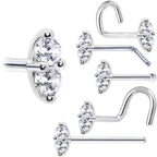 14k White Gold Clear 1.5mm CZ Marquise Nose Ring