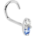 14k White Gold Arctic Blue 1.5mm CZ Marquise Nose Ring