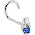 14k White Gold 1.5mm Genuine Blue Sapphire Diamond Marquise Nose Ring