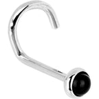 Solid 14K White Gold 2mm Onyx Nose Ring