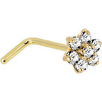 Solid 14K Yellow Gold Clear Cubic Zirconia Flower Nose Ring