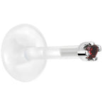 Solid 14K White Gold January 1.5mm CZ Bioplast Push in Labret Monroe