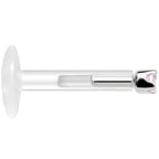 Solid 14K White Gold October 1.5mm CZ Bioplast Push in Labret Monroe