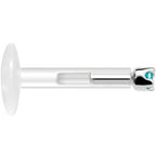 Solid 14K White Gold December 1.5mm CZ Bioplast Push in Labret Monroe