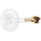 Solid 14K Yellow Gold January 1.5mm CZ Bioplast Push in Labret Monroe