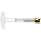 Solid 14K Yellow Gold January 1.5mm CZ Bioplast Push in Labret Monroe