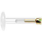 Solid 14K Yellow Gold May 1.5mm CZ Bioplast Push in Labret Monroe