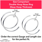 14k Solid White Gold Double Hoop Nose Spiral Nose Ring