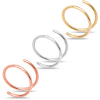 3Pack Double Hoop Nose 14k Gold Filled and 925 Silver Spiral Nose Rings 20G 8mm Left
