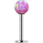 14k White Gold 5mm Pink Synthetic Opal Labret Monroe 14G 5/16