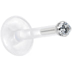 16G Bioplast 14K White Gold 1.5mm Genuine Diamond Micro Labret