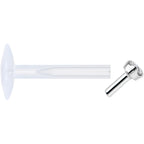 16G Bioplast 14K White Gold 1.5mm Genuine Diamond Micro Labret