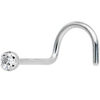 14k Solid White Gold Genuine 1.5mm Diamond Micro Nose Ring