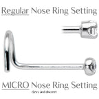 14k Solid White Gold Genuine 1.5mm Diamond Micro Nose Ring