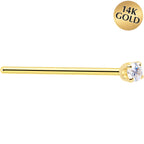 Solid 14K Yellow Gold 2mm Genuine Diamond Nose Ring