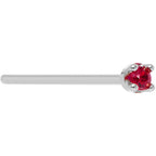 Solid 14K White Gold 1.5mm Diamond Cut Genuine Ruby Nose Ring