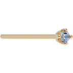 Solid 14K Yellow Gold 1.5mm Genuine Topaz Nose Ring