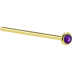 Solid 14K Yellow Gold 2mm Genuine Amethyst Nose Ring