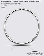 Single Hoop Nose 925 Sterling Silver Nose Hoop Ring