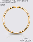 Single Hoop Nose 14k Yellow Gold Filled Nose Hoop Ring