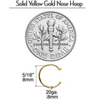 20G 5/16 Solid 18K Yellow Gold Nose Hoop