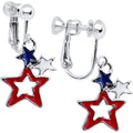 Patriotic Star Clip on Earrings