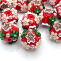 Christmas Fancy Flower Beads- 5pcs
