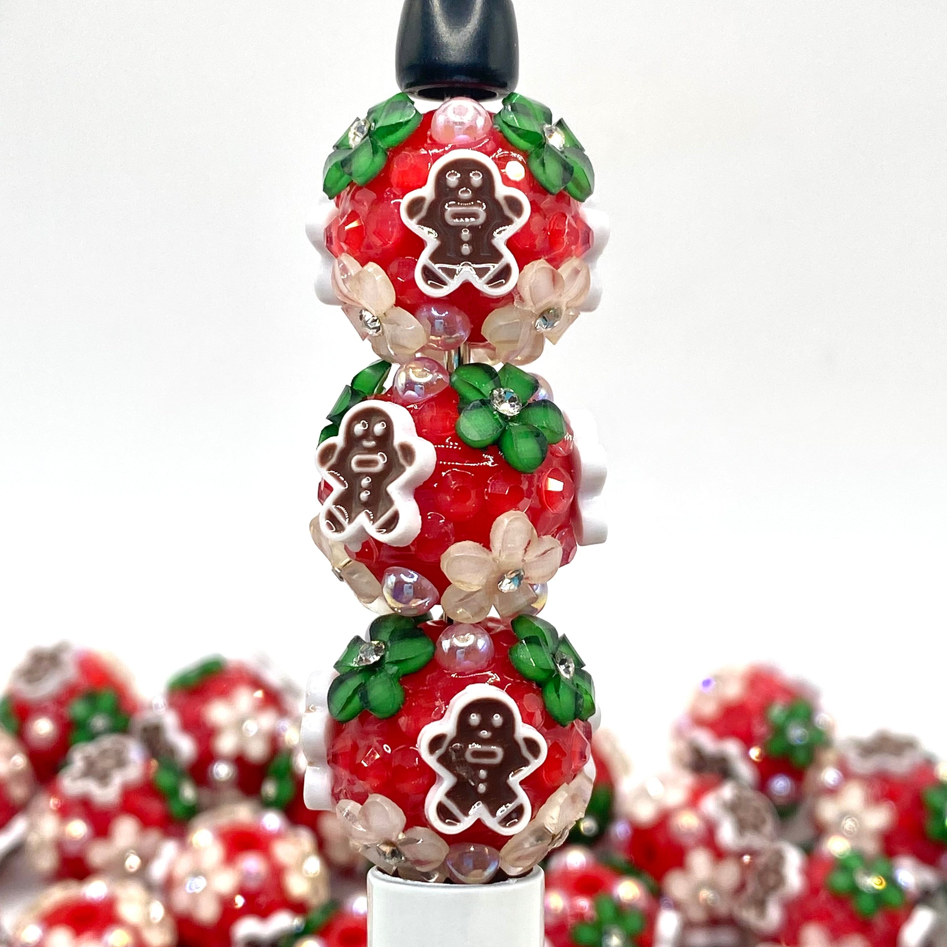 Christmas Fancy Flower Beads- 5pcs