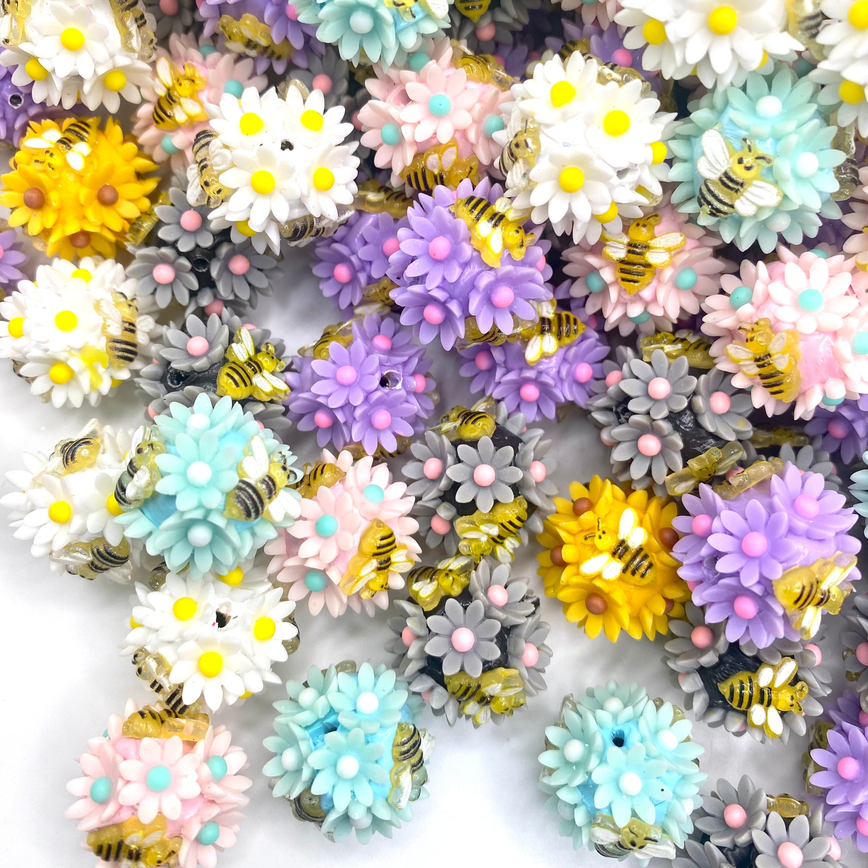 Even Busy Bees Stop and Smell The Roses Fancy Acrylic Beads