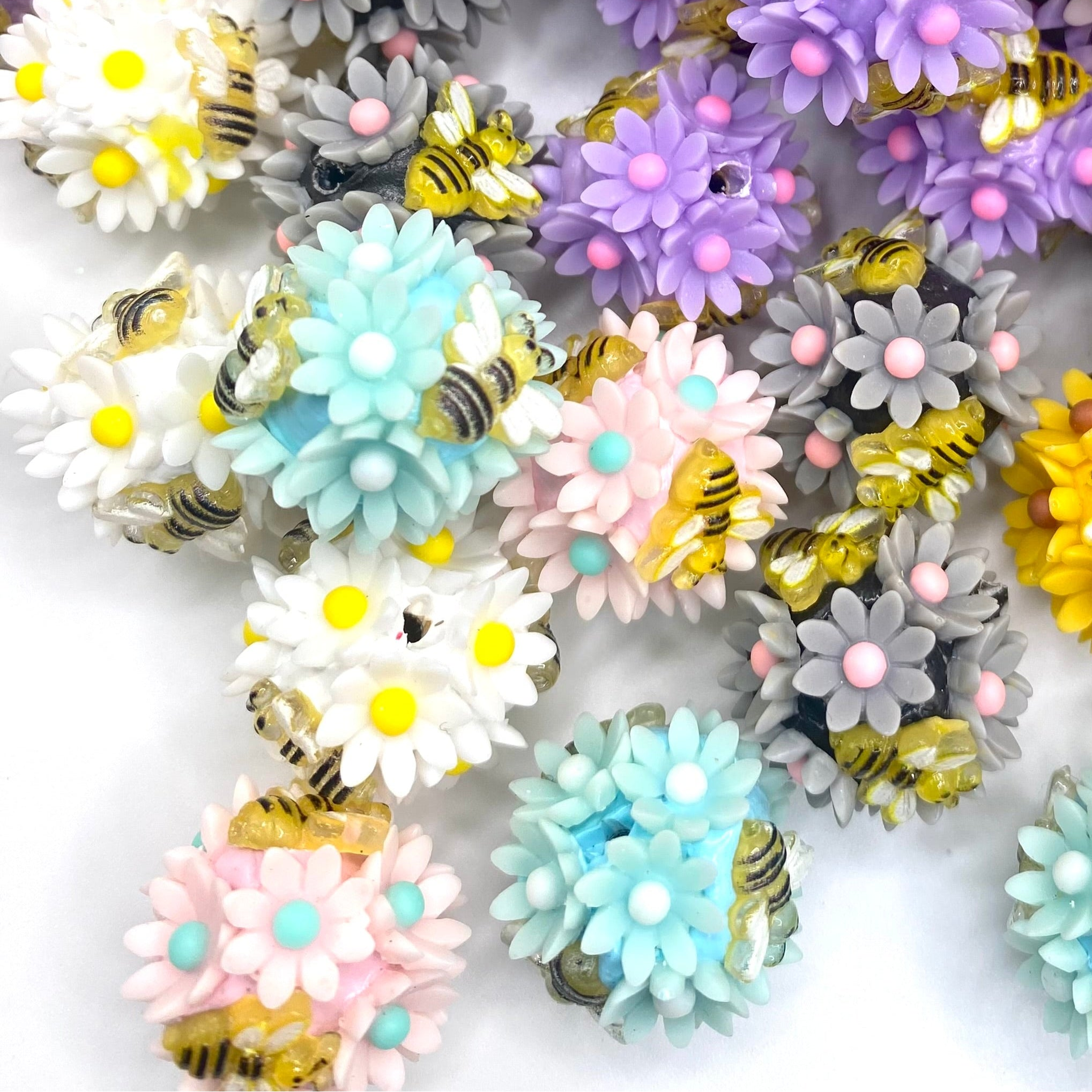 Even Busy Bees Stop and Smell The Roses Fancy Acrylic Beads