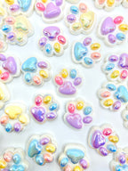 Colorful Pet Paw Acrylic Focal Beads