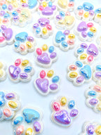 Colorful Pet Paw Acrylic Focal Beads