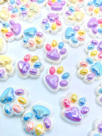 Colorful Pet Paw Acrylic Focal Beads