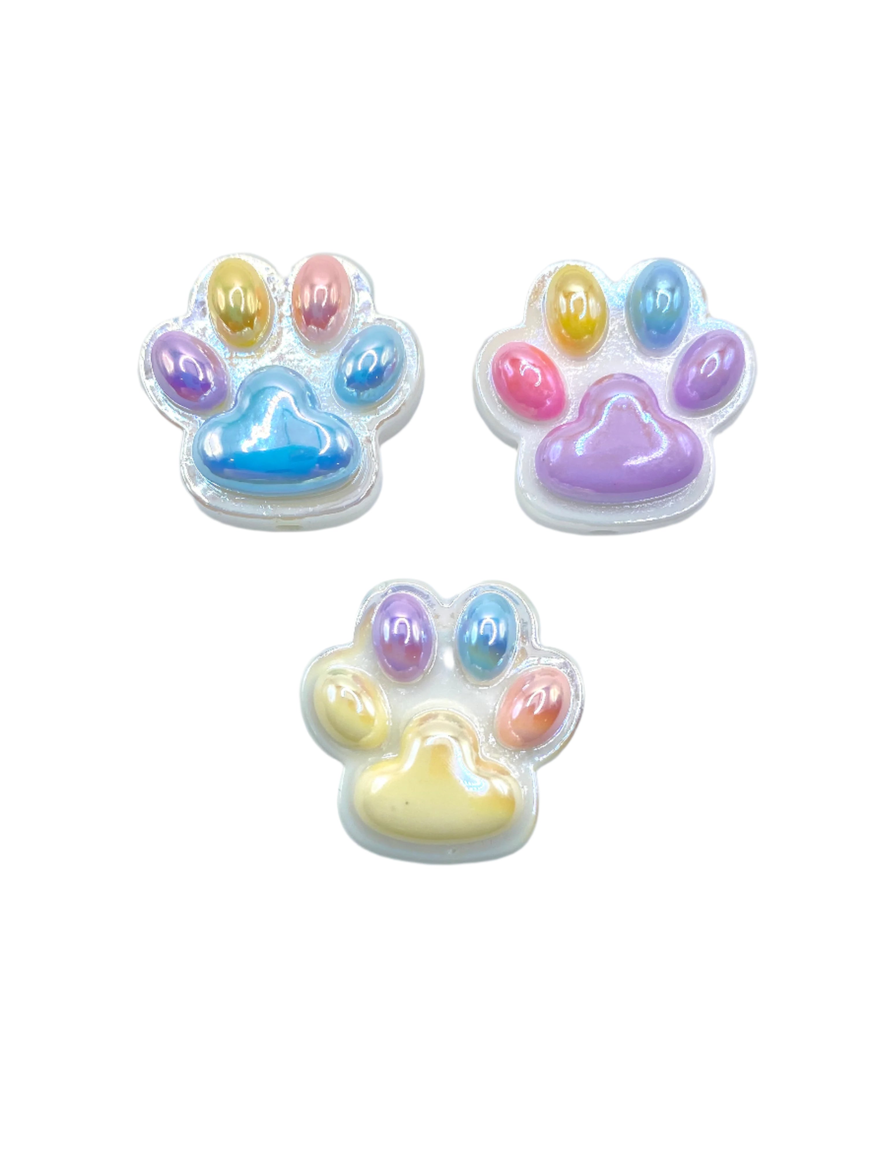 Colorful Pet Paw Acrylic Focal Beads