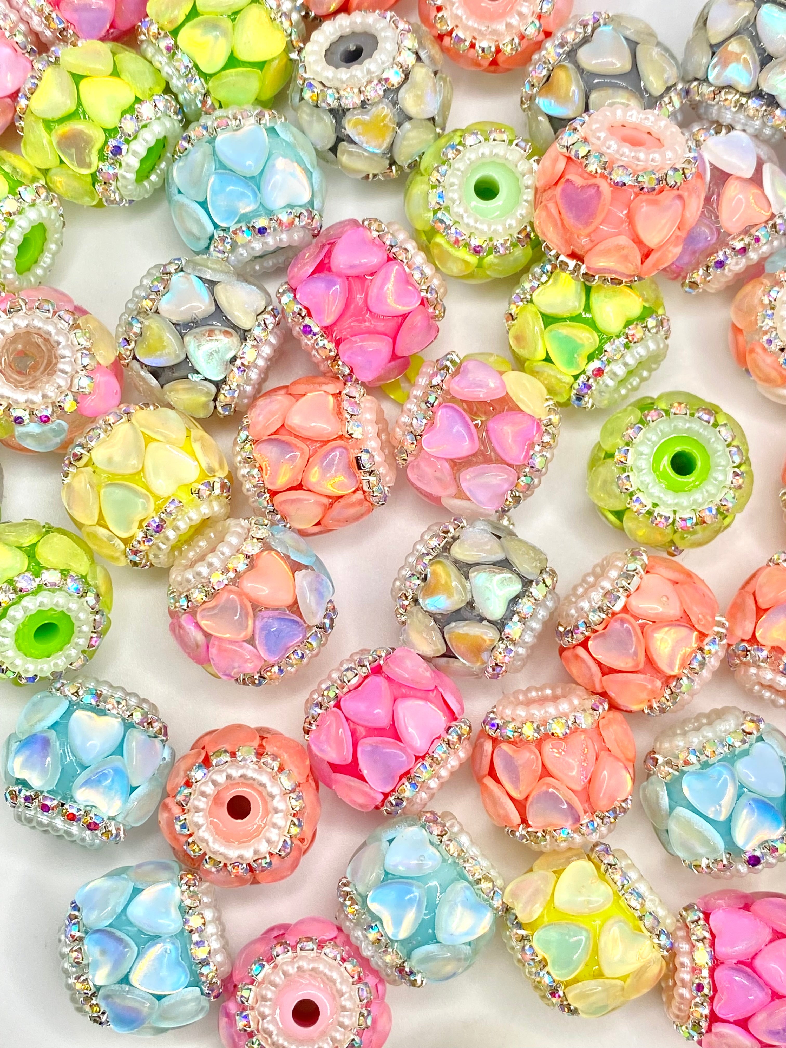 Love is Kind Acrylic Rhinestone Spacer Beads