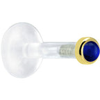 Solid 14K Yellow Gold 2mm Genuine Blue Sapphire Bioplast Push in Labret