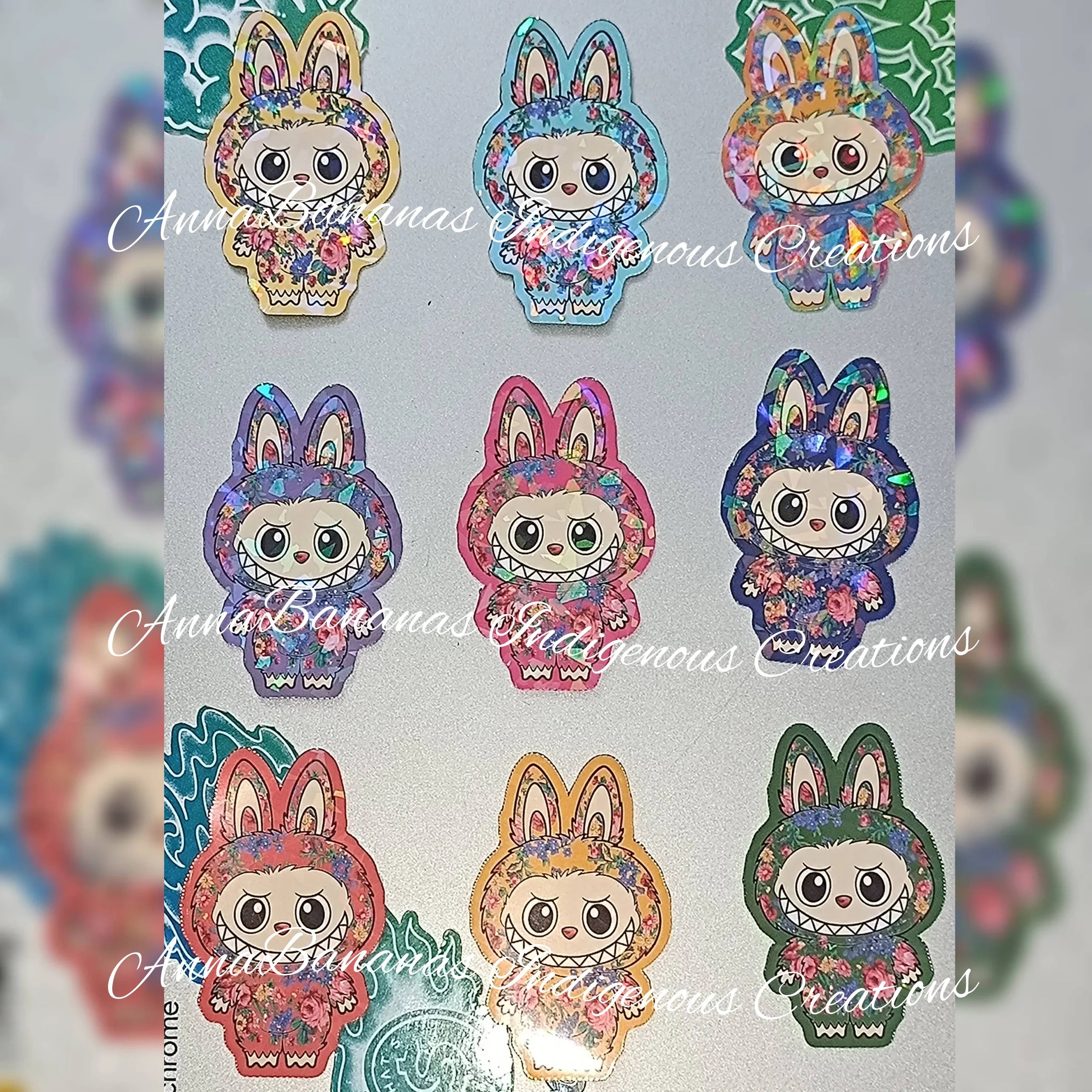 Holographic Labubu Themed Stickers