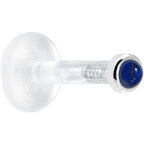 Solid 14K White Gold 2mm Genuine Blue Lapis Lazuli Bioplast Push in Monroe