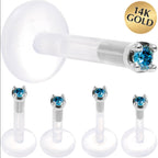 Solid 14K White Gold 1.5mm Genuine Blue Diamond Bioplast Push in Monroe