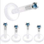 Solid 14K White Gold 1.5mm Genuine Blue Diamond Bioplast Push in Monroe