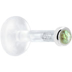 Solid 14K White Gold 2mm Genuine Labradorite Bioplast Push in Monroe