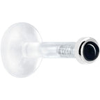 Solid 14K White Gold 2mm Genuine Onyx Bioplast Push in Monroe